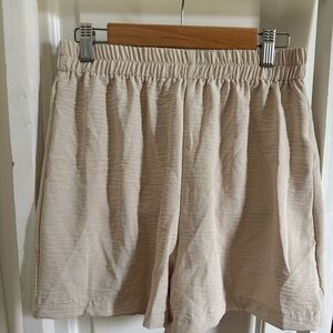 SHEIN Beige Elastic Waist Athletic Shorts